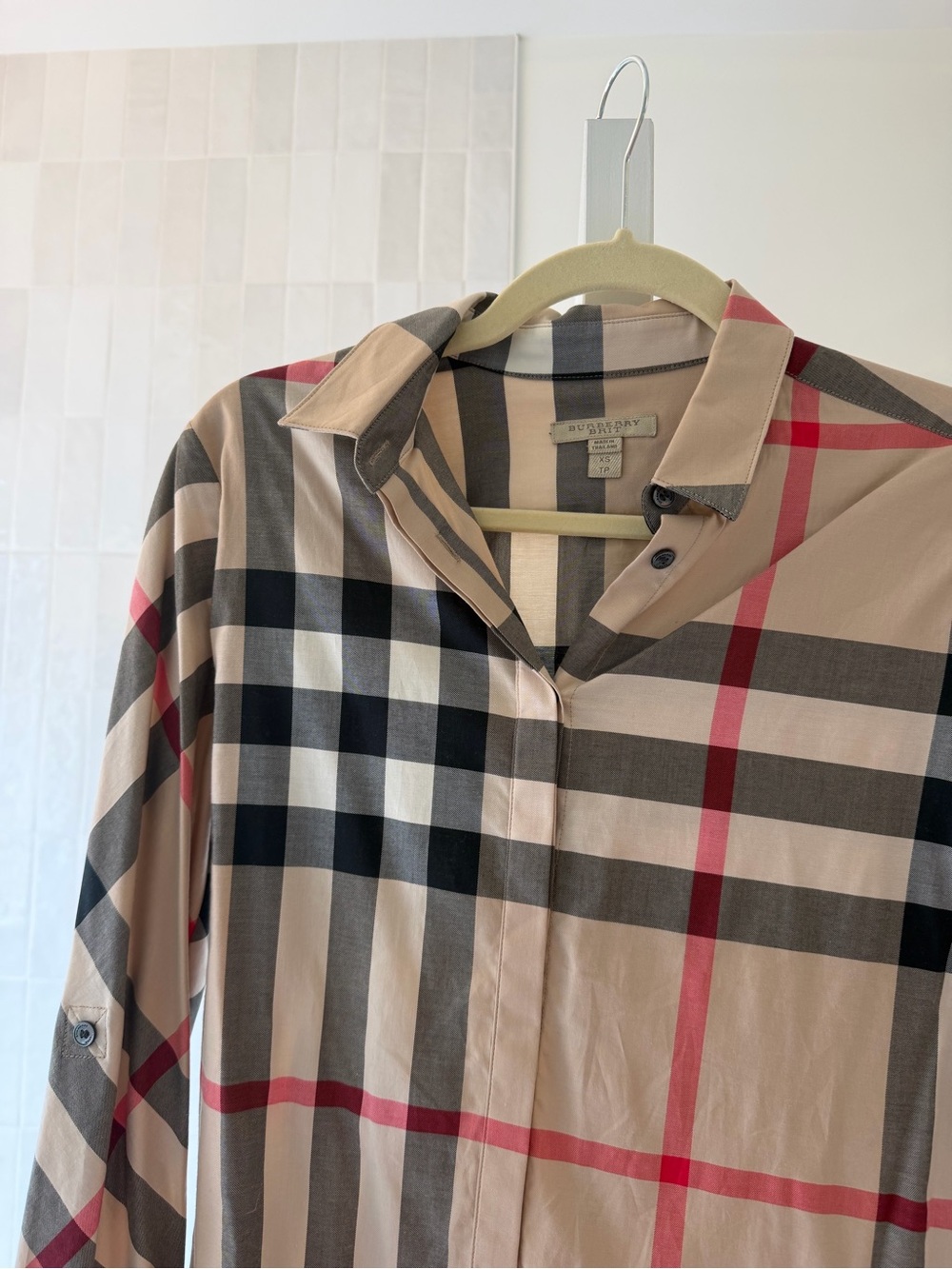 Burberry Beige, Black & Red Icon Plaid Button-Up Shirt